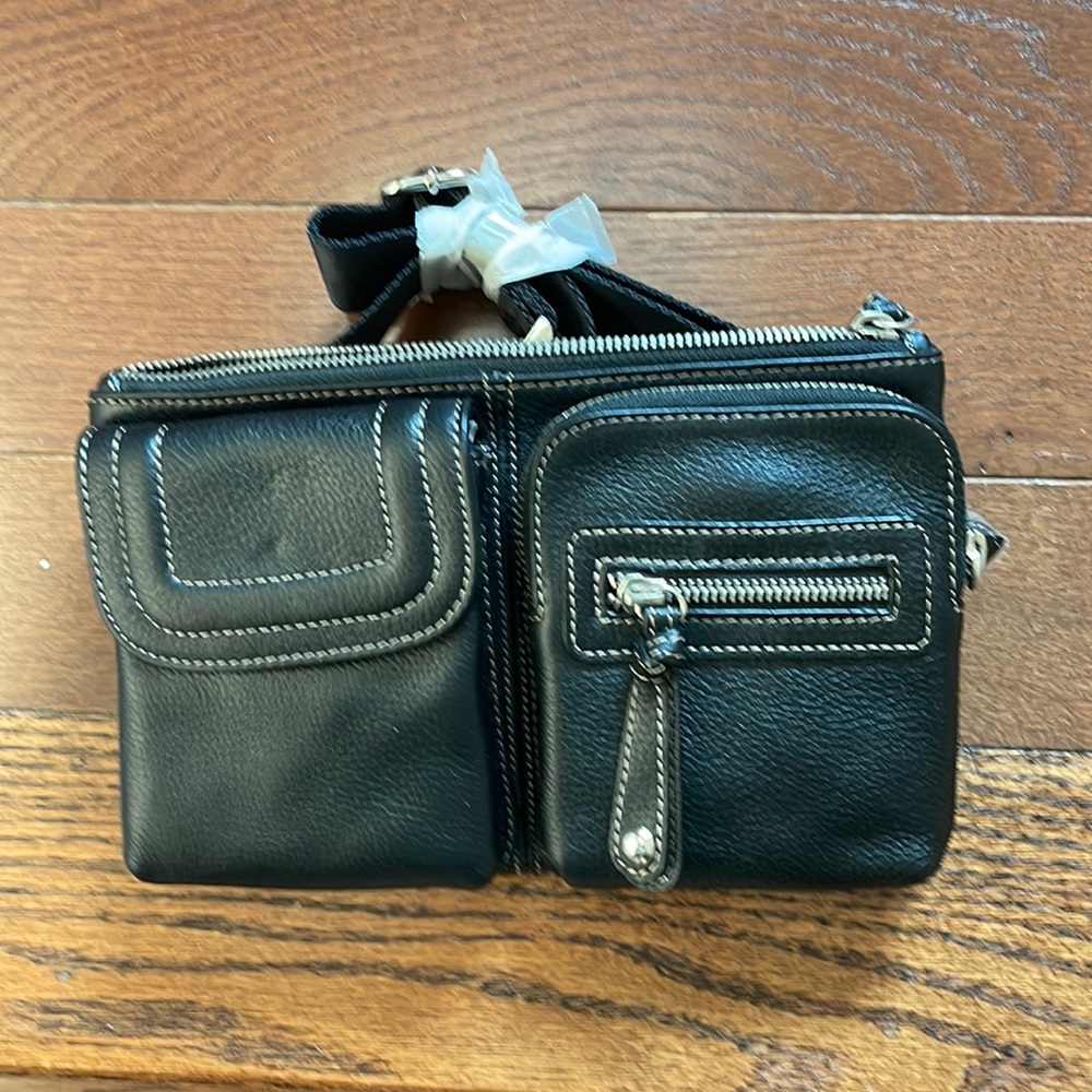 Danier Black Crossbody Bag with Stitch Detail